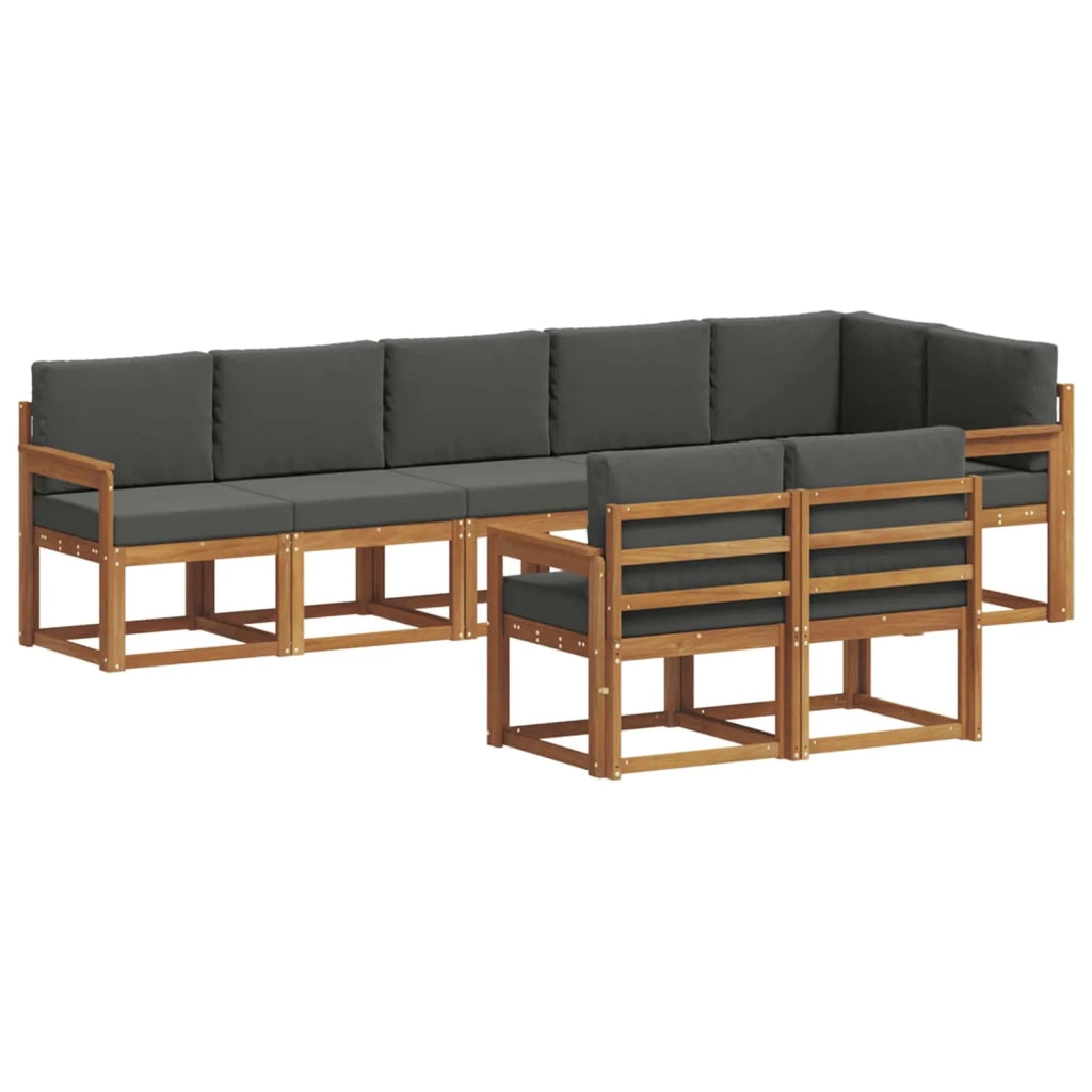 Set di divani da esterno con cuscino 8 pcs Naturale e Antracite
