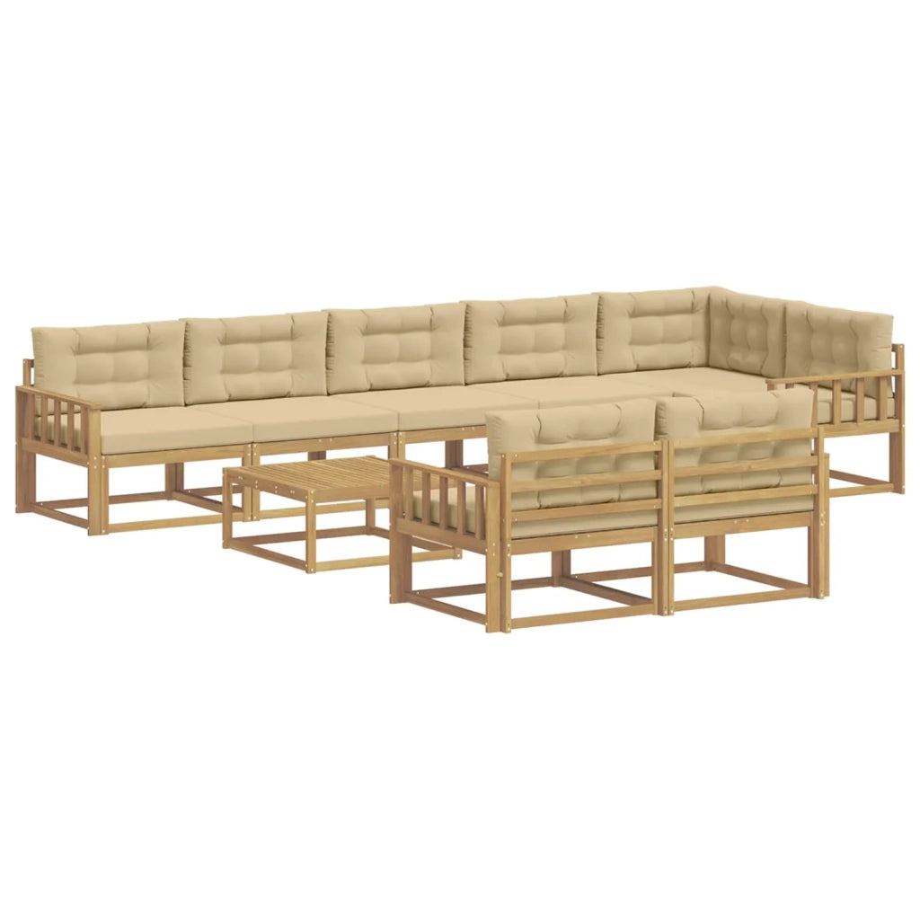 Set di divani da esterno 9 pcs Bianco e Beige 79 x 79 x 37 cm