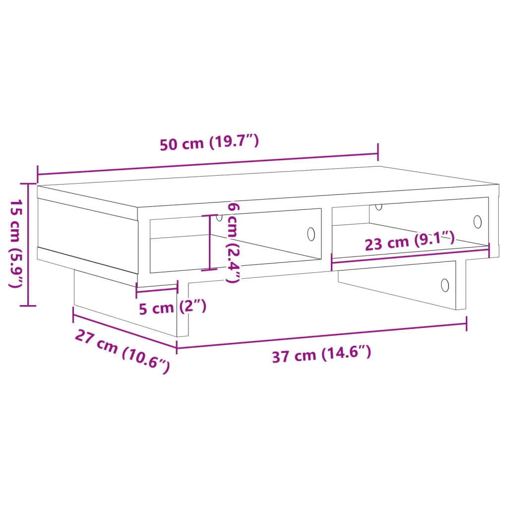 Supporto per monitor mobile da scrivania 50 x 27 x 15 cm legno ingegnerizzato marrone 02_0044876