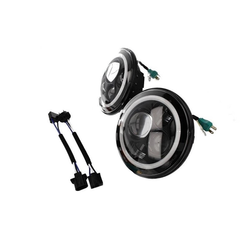 Coppia Faro Led Rotondo 7 Pollici Con DRL Angel Eyes Per Jeep Wrangler JK TJ Harley Davidson FJ Benz G55 Suzuki Jimny Land Rover Defender