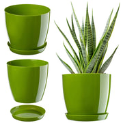 Vaso da fiori KADAX con sottovaso e coperchio in plastica, 28 cm, verde, per fiori. Kadax