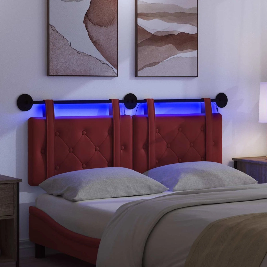 Testiera | Testata sospesa Con luce LED Rosso Vino Similpelle