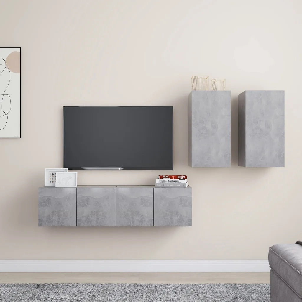 Set Mobili TV 4 pz Grigio Cemento in Truciolato  cod mxl 26873
