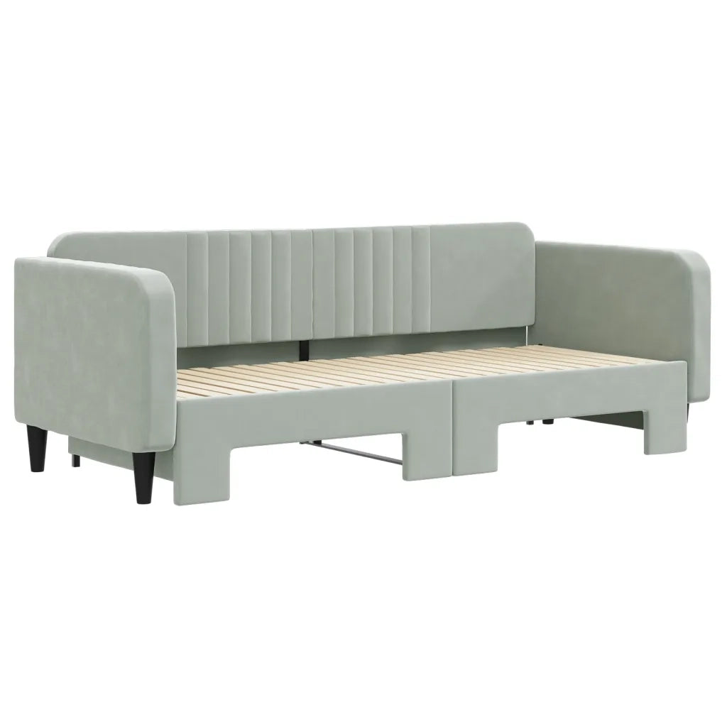 Divano Letto con Letto Estraibile Grigio Chiaro 90x200 Velluto 3197063