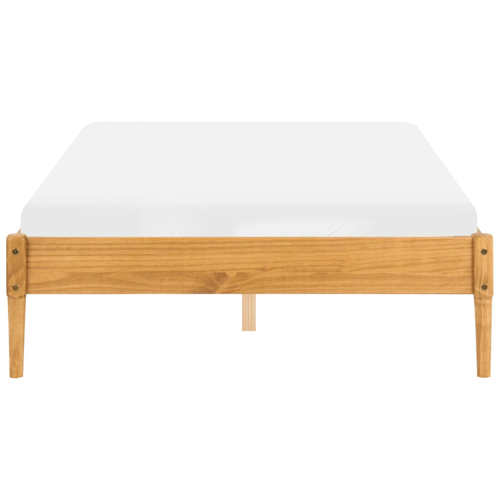 Letto matrimoniale in legno con rete a doghe in pino, senza testiera 120 x 200 cm marrone chiaro stile scandinavo naturale