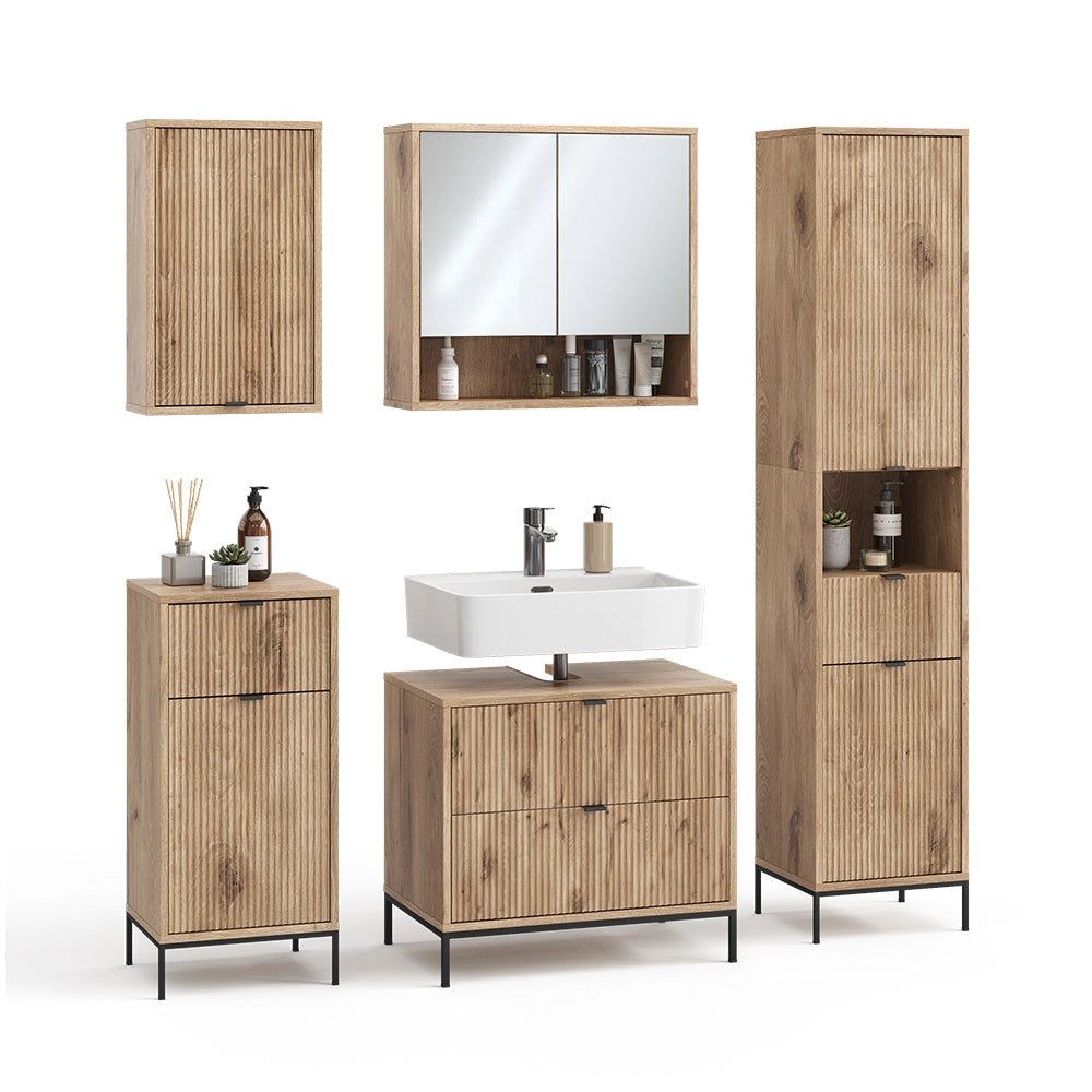 Vicco Set di mobili da bagno Quercia vichinga 5 parti
