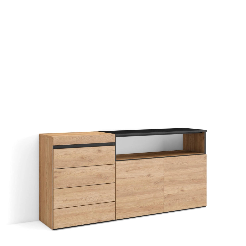 Cassettiera, 157x35x75cm, Camera da letto, Con Stoccaggio, colore Rovere RF3433