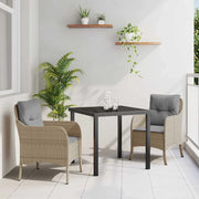 Set da Pranzo per Giardino con cuscino 3 pcs Beige polyrattan 3380176