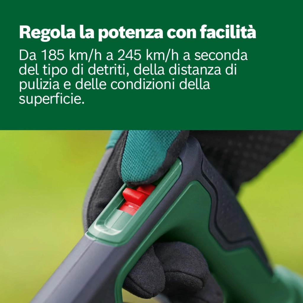 Bosch Soffiatore da giardino a batteria UniversalLeafBlower 18V-130 (per pulizie rapide e agevoli all'esterno; 18 Volt System; senza batteria)