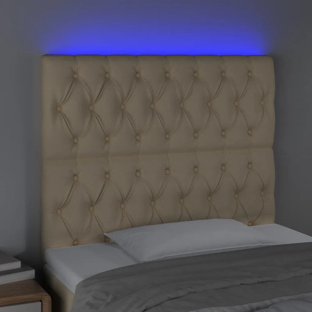 Testiera | Testata a LED Crema 90x7x118/128 cm in Tessuto