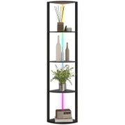 Lampada da Terra a Colonna con 5 Ripiani e Illuminazione a LED, 42x29,5x163 cm, Nero