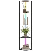 Lampada da Terra a Colonna con 5 Ripiani e Illuminazione a LED, 42x29,5x163 cm, Nero