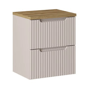Set da bagno VANO cachemire e quercia 50cm: mobile sottolavabo con cassetti scanalati verticalmente + piano per lavabo