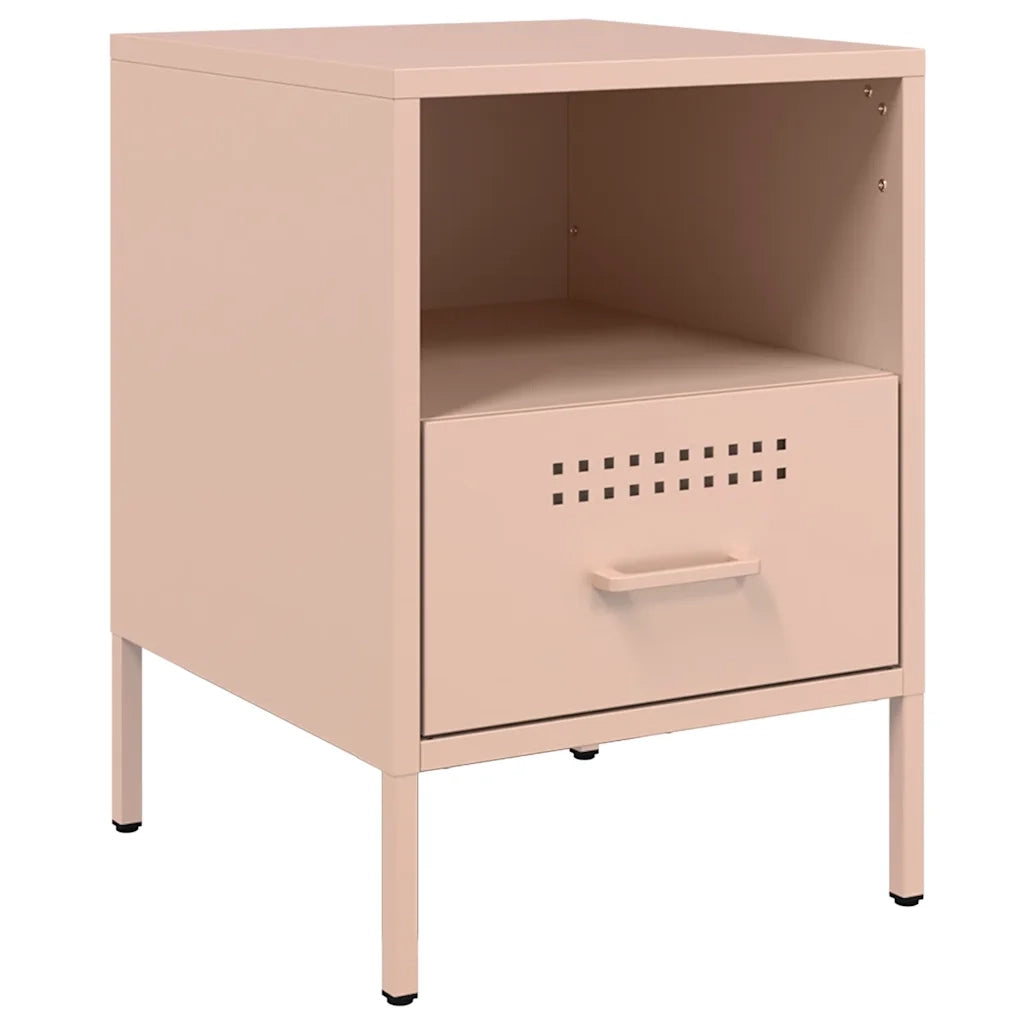 Comodini 2 pz-Set di 2 Tavolino da notte Rosa 36x39x50,5 cm in Acciaio 588229
