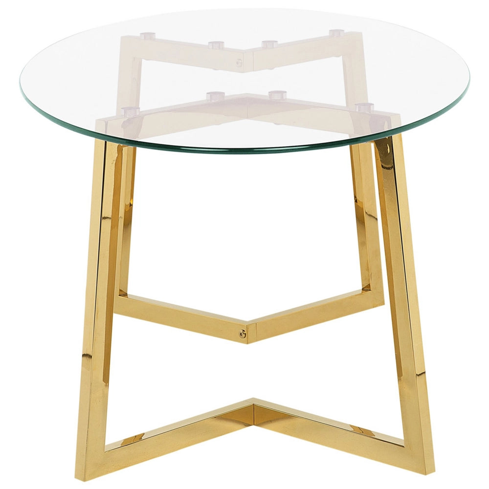 Tavolino dorato Vetro 120 x 60 cm Gambe in Metallo stile Moderno