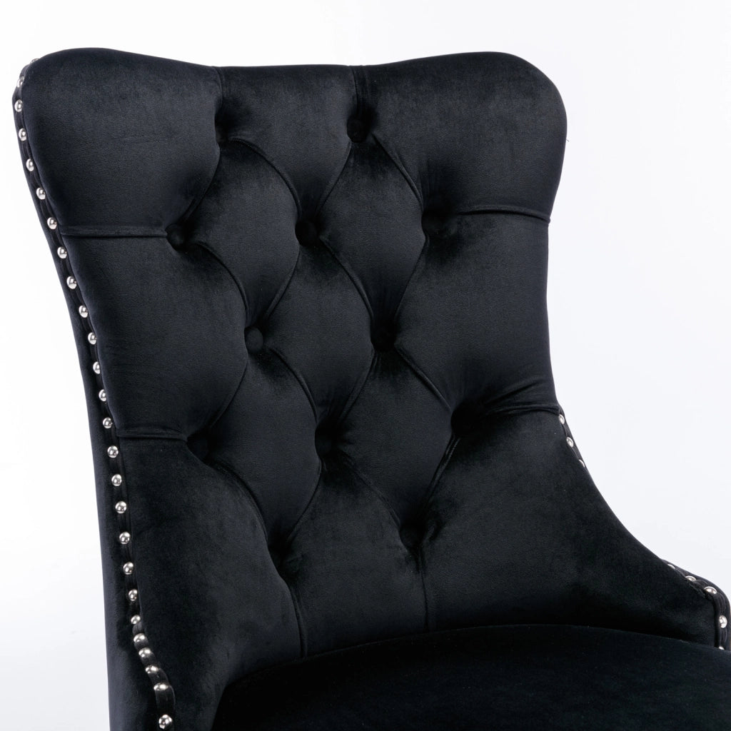 Sedie da Pranzo Imbottite in Velluto con Gambe in Metallo ¨C MINIMAL ¨C Set 2 Pezzi, Nero