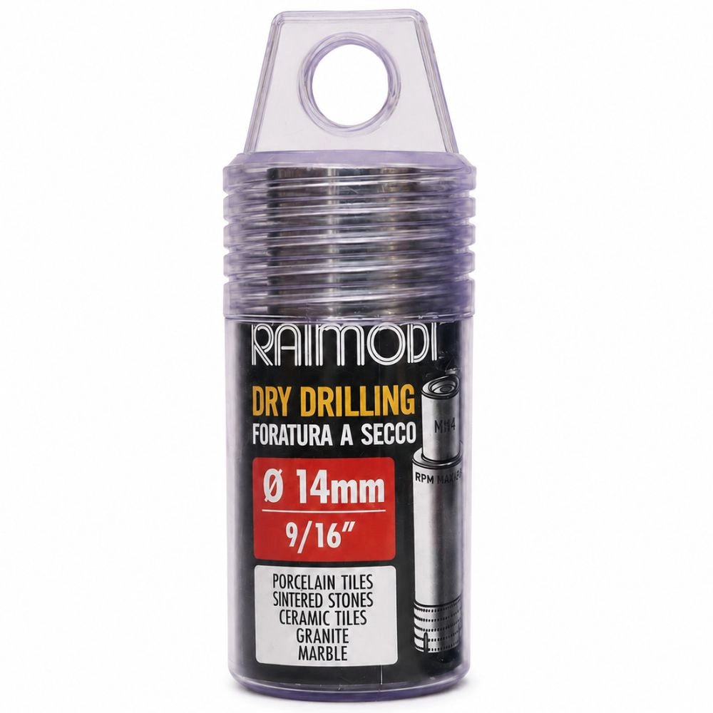 Foretto diamantato a secco raimondi attacco m14 per gres e marmo *** misura Ø14 mm (9/16”) , confezione 1
