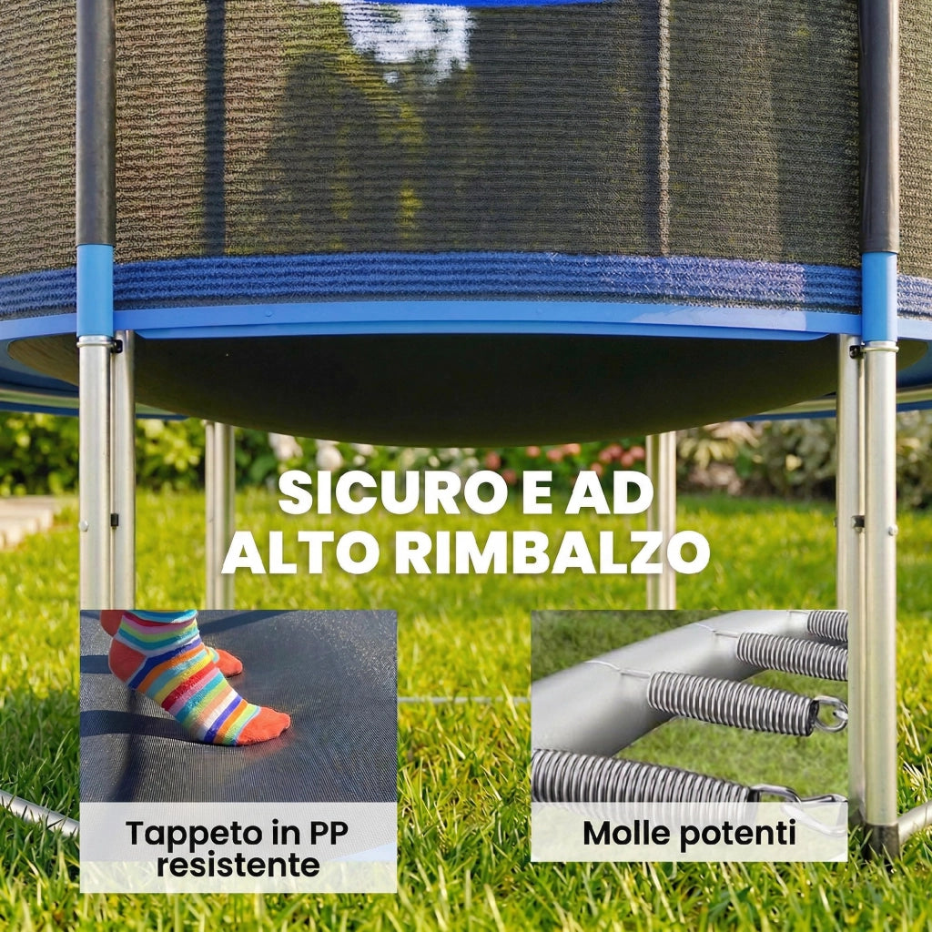 Trampolino da Giardino ¨C zephmum ¨C 183 cm con Rete di Sicurezza e Scala