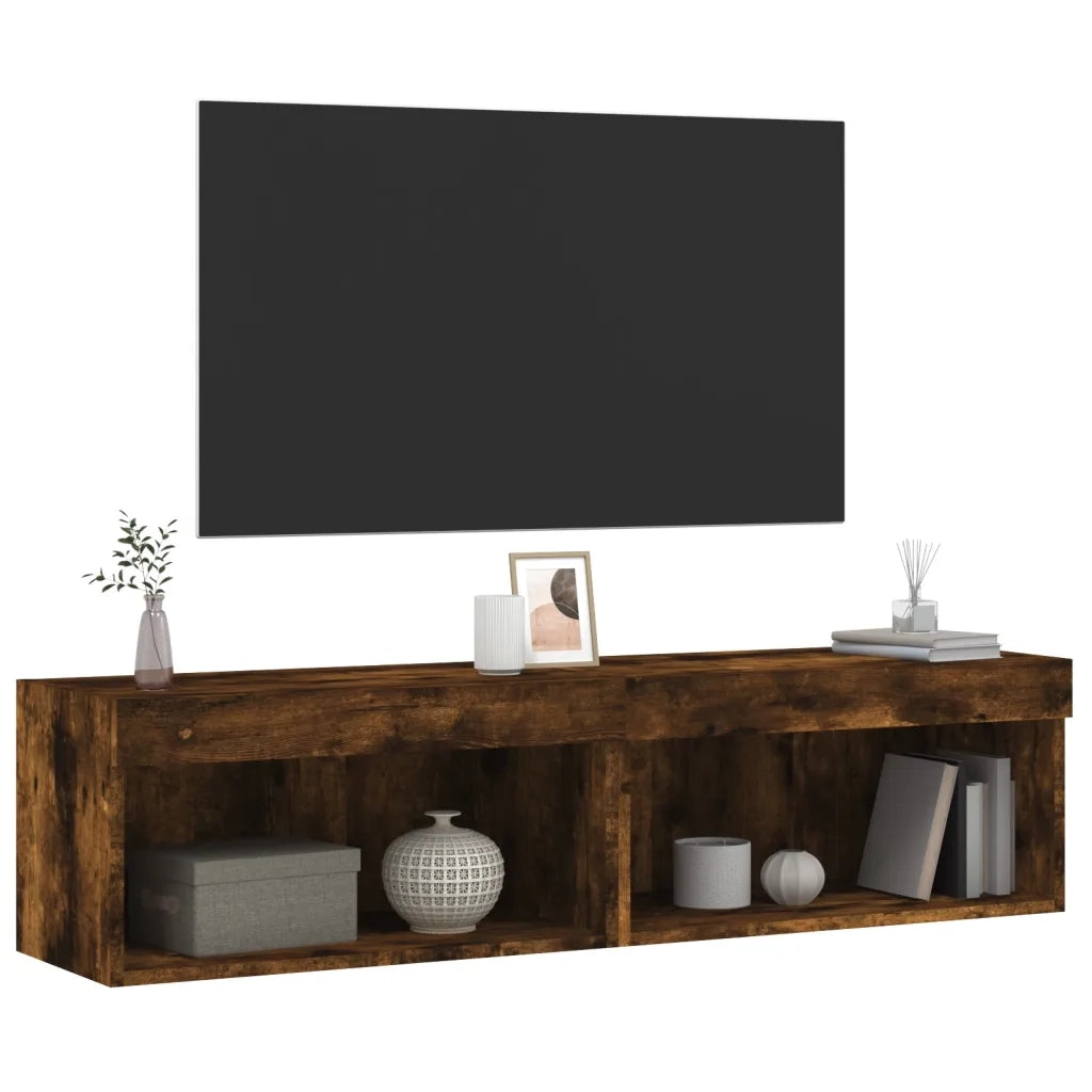 Mobili Porta TV con Luci LED 2 pz Rovere Fumo 60x30x30 cm 837136