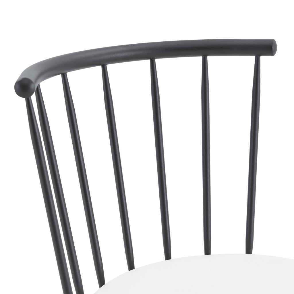 Sgabello da bar con schienale Windsor e seduta imbottita; poggiapiedi; PU bianco 73 × 45.5 × 45 cm
