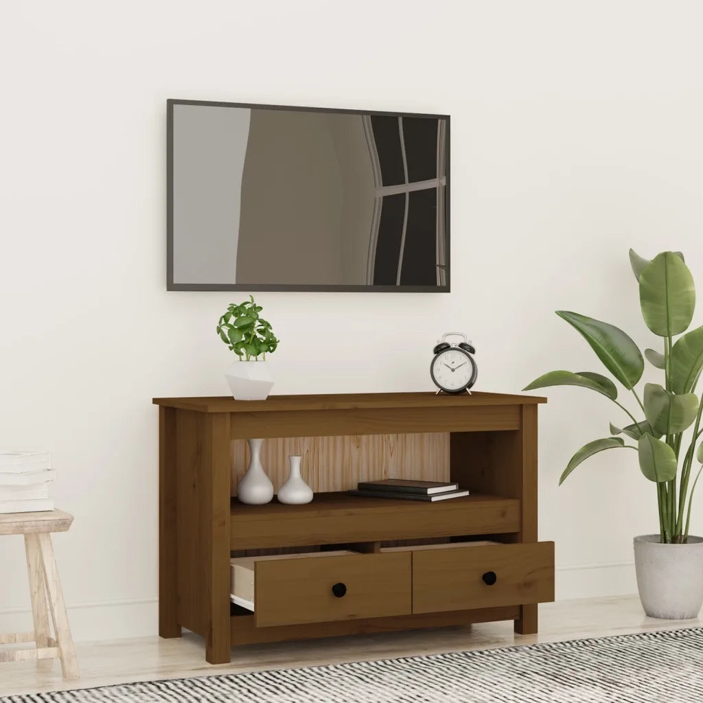 Mobile Porta TV-Mobile per TV-Credenza TV ambra 79x35x52 cm in Legno Massello di Pino