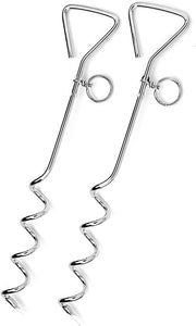 Due penne per cane per terra, penne da ancore pesanti per linea, anello in acciaio inox girevole 360°, cavo esterno piantato nel terreno, penne per cane per camping e spiaggia, linea esterna