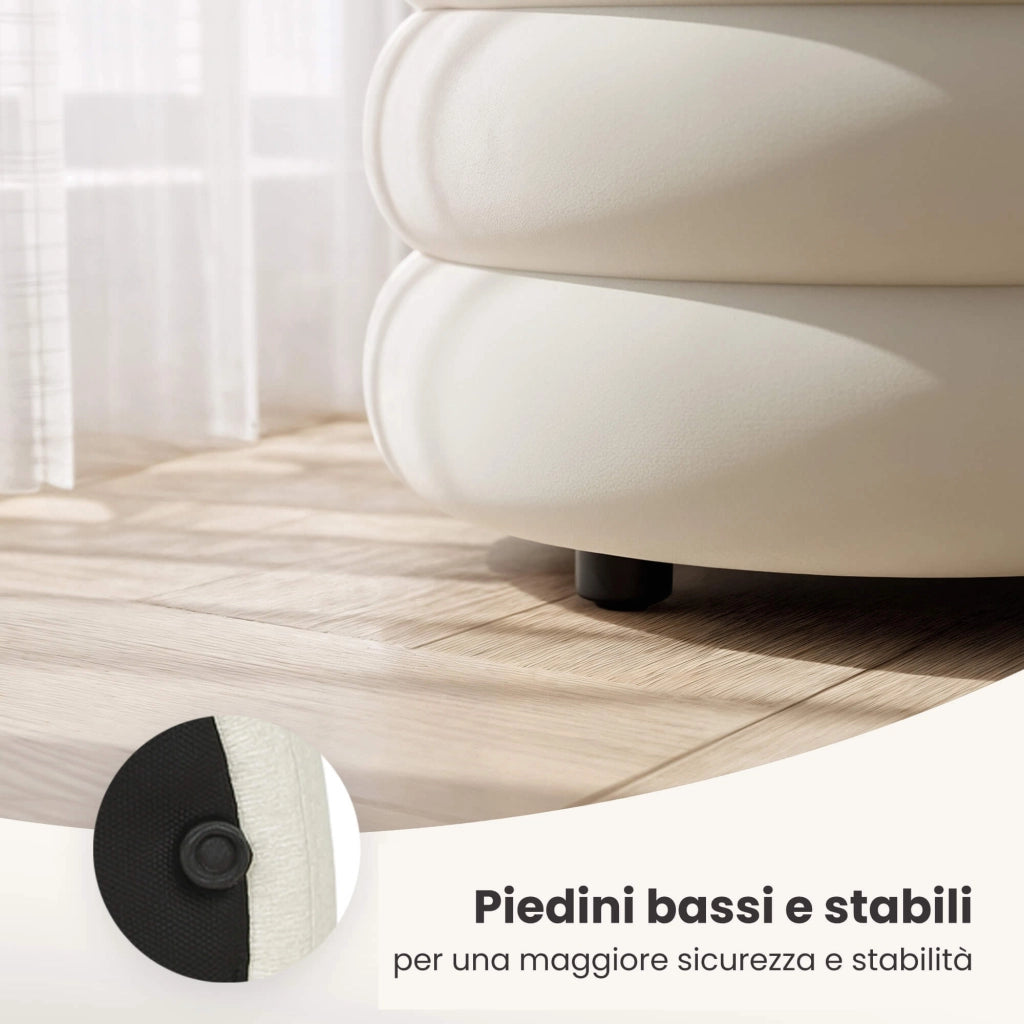Panca imbottita con contenitore in velluto 100 cm PUFFO Crema