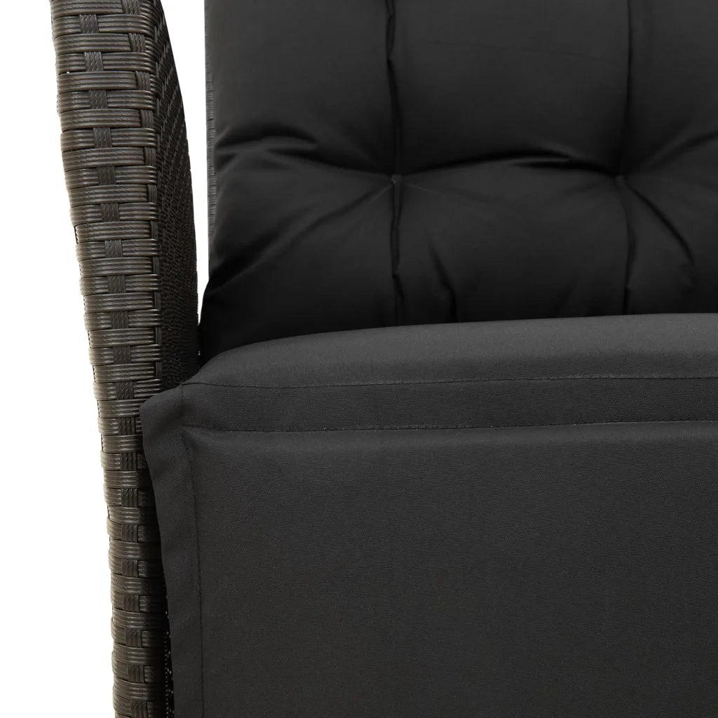 Set da Pranzo da Giardino 7 pz Nero con Cuscini in Polyrattan 3213352
