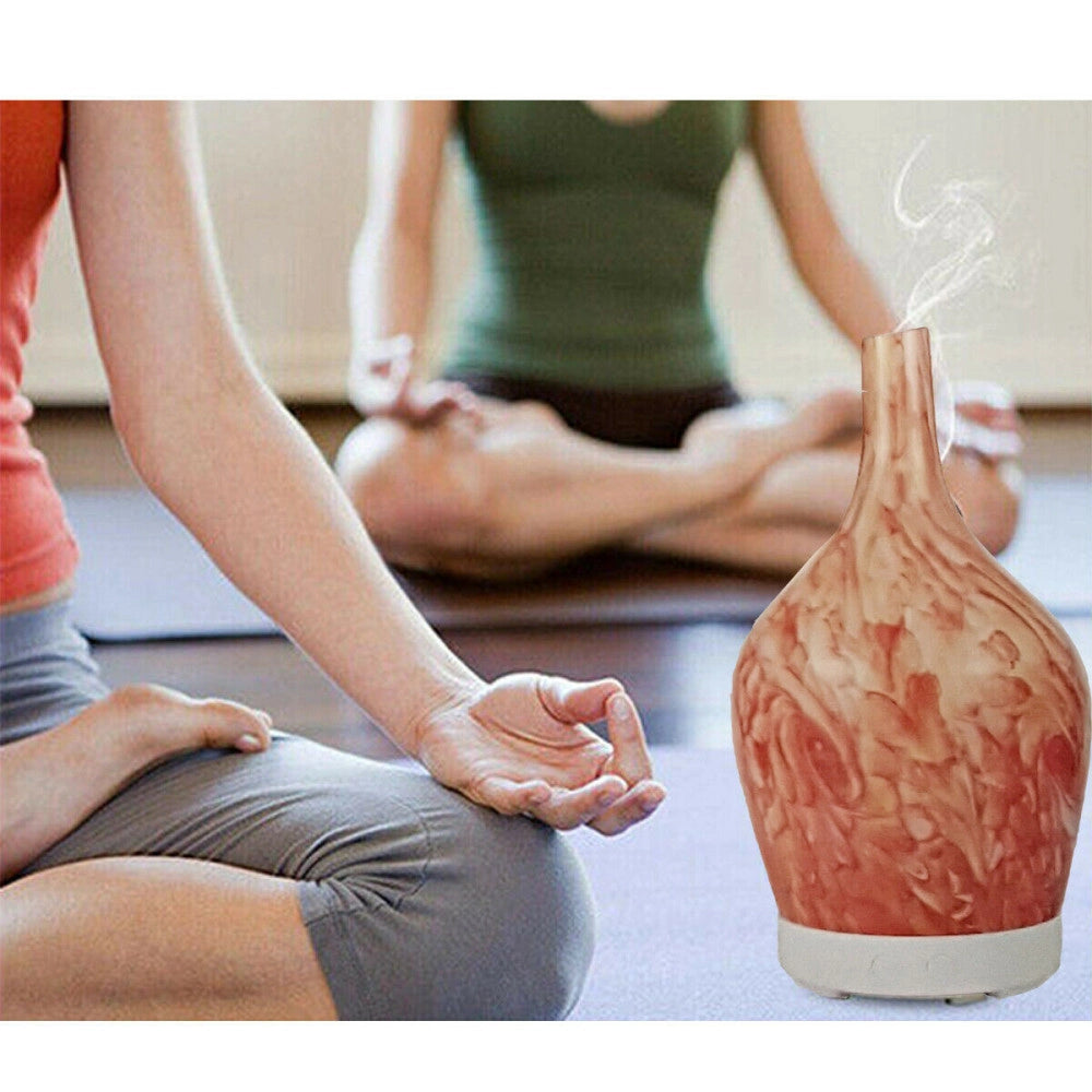 Trade Shop - Diffusore Oli Vetro Cromoterapia Aromaterapia Umidificatore Bianco Rosso 04 Led -