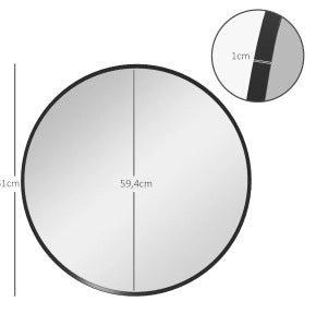 Specchio rotondo da parete Ø 61 cm con cornice nera