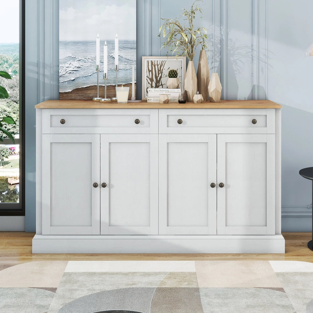 Credenza con 4 ante e 2 cassetti; ripiani regolabili - per soggiorno - 150×40×86 cm