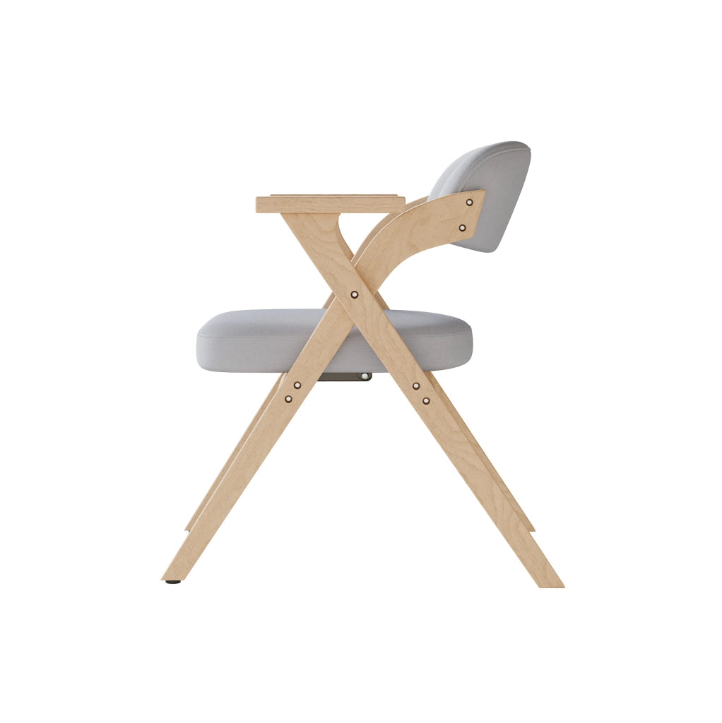 Set di 2 sedie pieghevoli con braccioli in legno e lino grigio