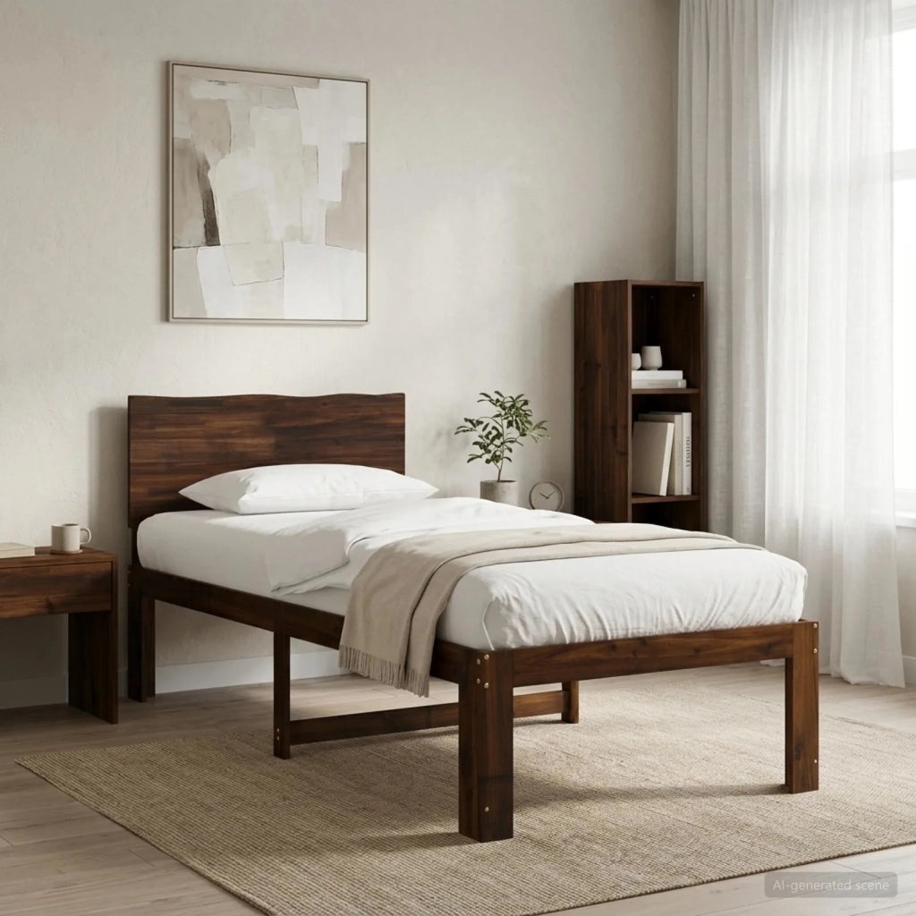 Letto Singolo con Testiera ROSTOCK Marrone Scuro 100 x 200 cm 903416