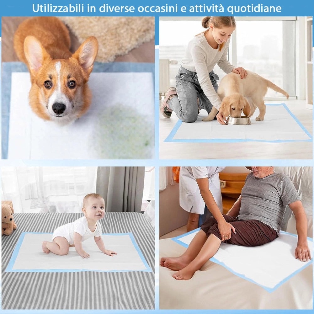 120 x Traversine per Cani tappetini igienici con adesivi Super assorbenti 60x90 cm