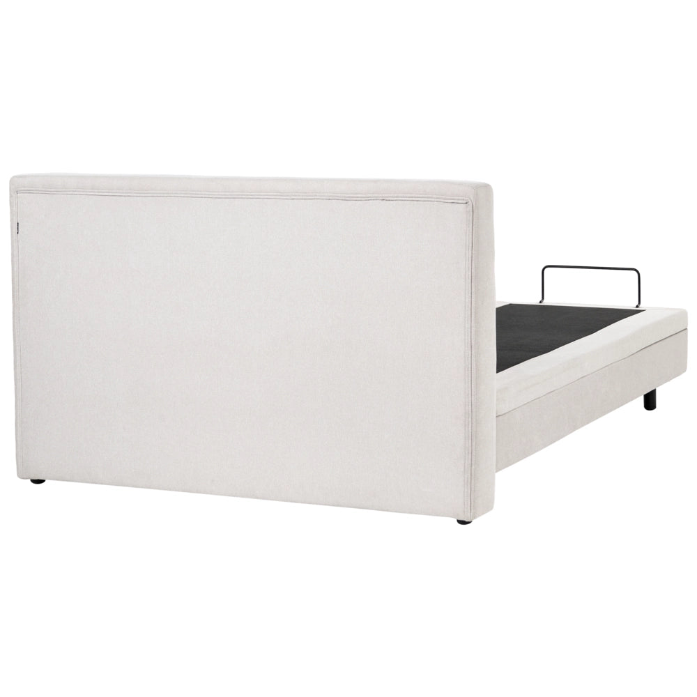 Letto matrimoniale Tessuto beige chiaro Elettrico 160 x 200 cm regolabile tramite telecomando Rivestimento in ciniglia