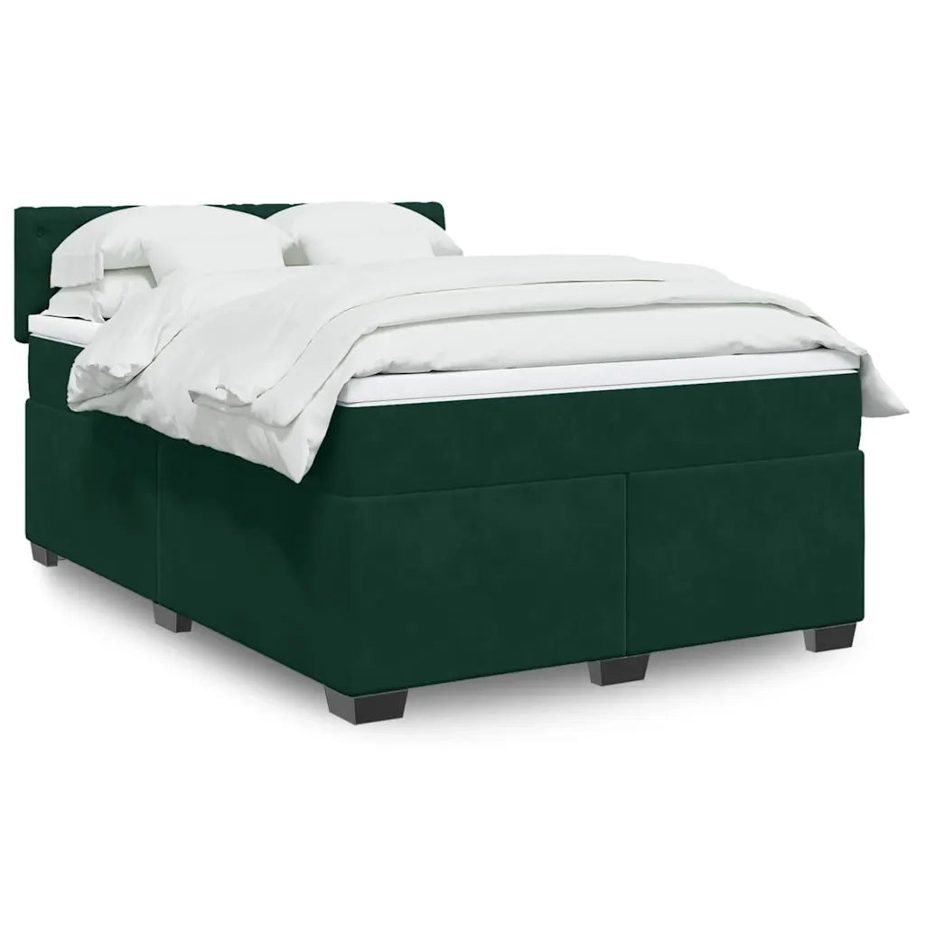 Giroletto a Molle con Materasso Verde Scuro 160x200 cm Velluto