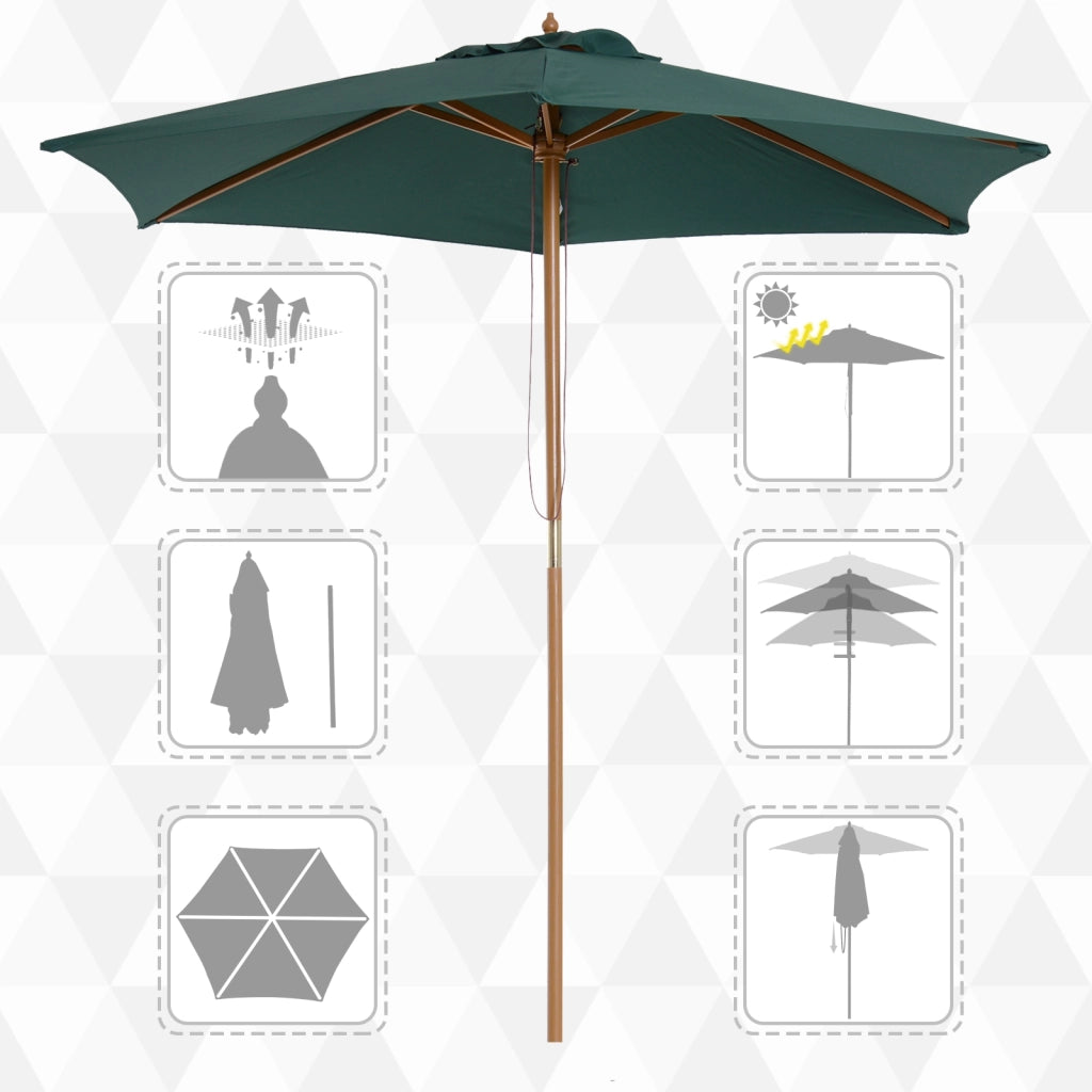 Ombrellone da Giardino in Legno ¨C zephmum ¨C Verde ?250x230cm