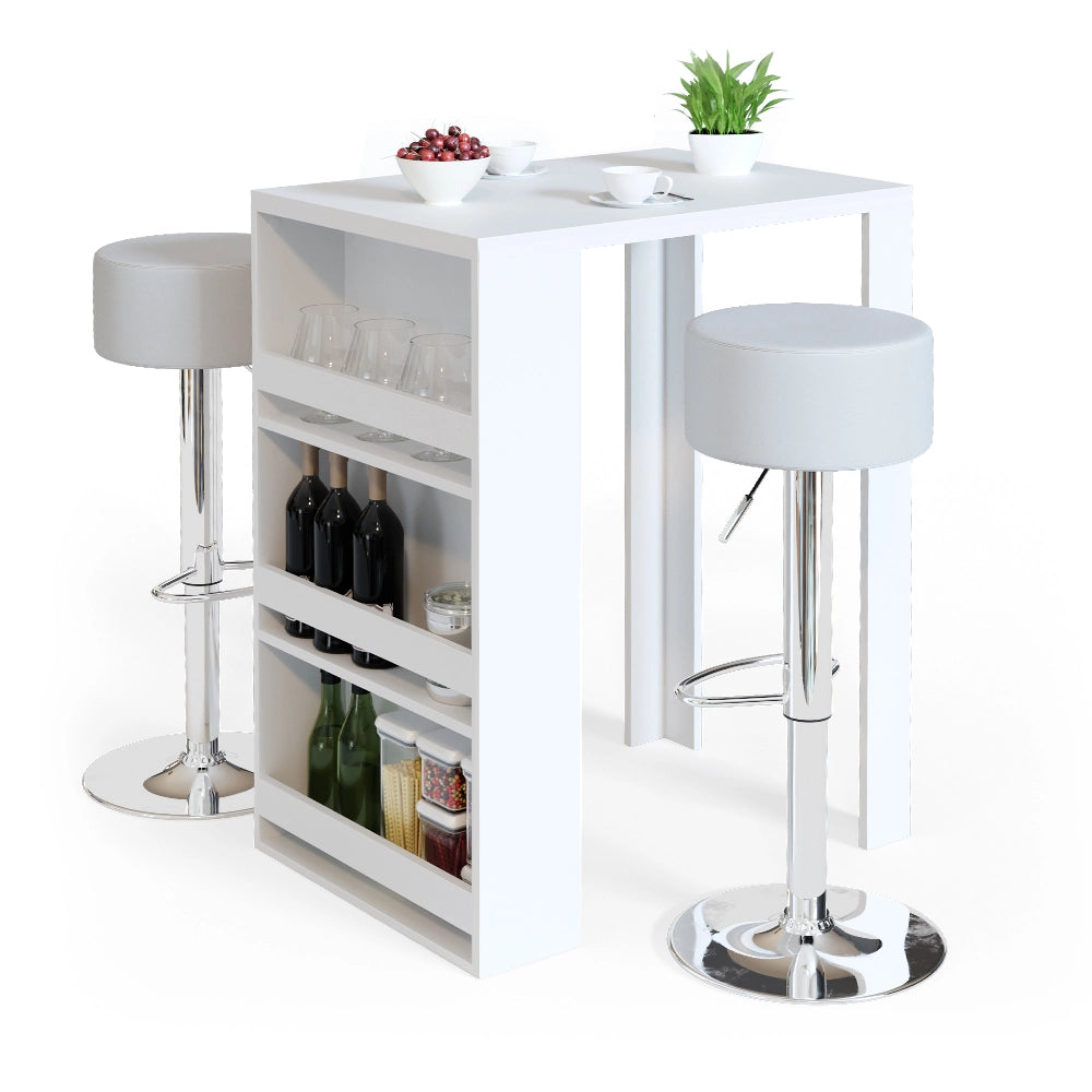 Vicco Tavolo bar con sgabelli Bianco 57 x 80 cm con 2 sgabelli da bar