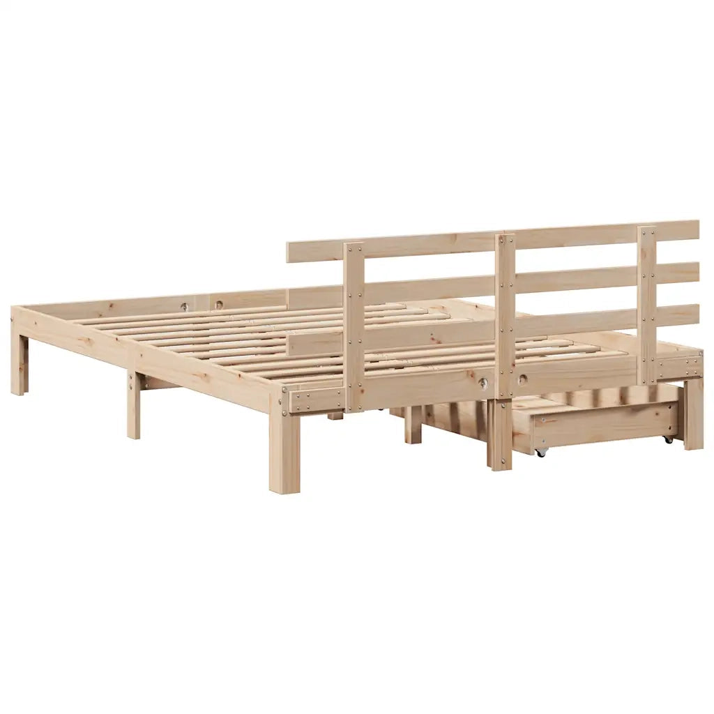 Giroletto con Cassetti 140x200 cm in Legno Massello di Pino