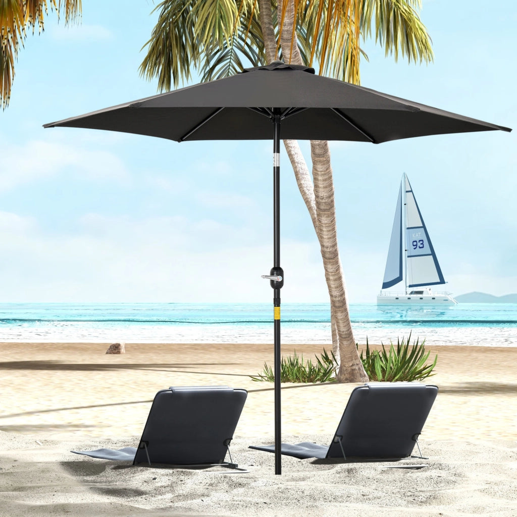 Parasole da giardino inclinabile con manovella ¨C zephmum ¨C alluminio nero ?260x235 cm