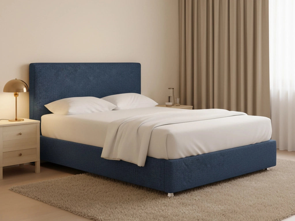 Widnes, Letto Matrimoniale Sfoderabile Made in Italy, blu