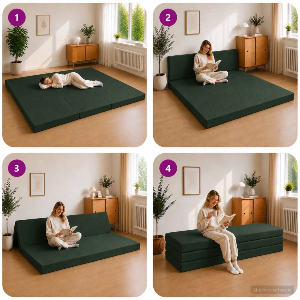 Divano Letto Pieghevole 180 x 67 x 45 cm Verde Scuro 900247