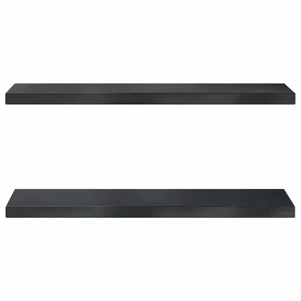Mensole a Muro 2 pz 75x23,5x3 cm Nero in Acciaio Inossidabile