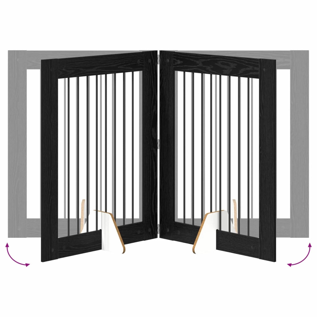 Cancello per cani con supporti 2 pz Rovere Nero 80 x 100 cm CFW4285285