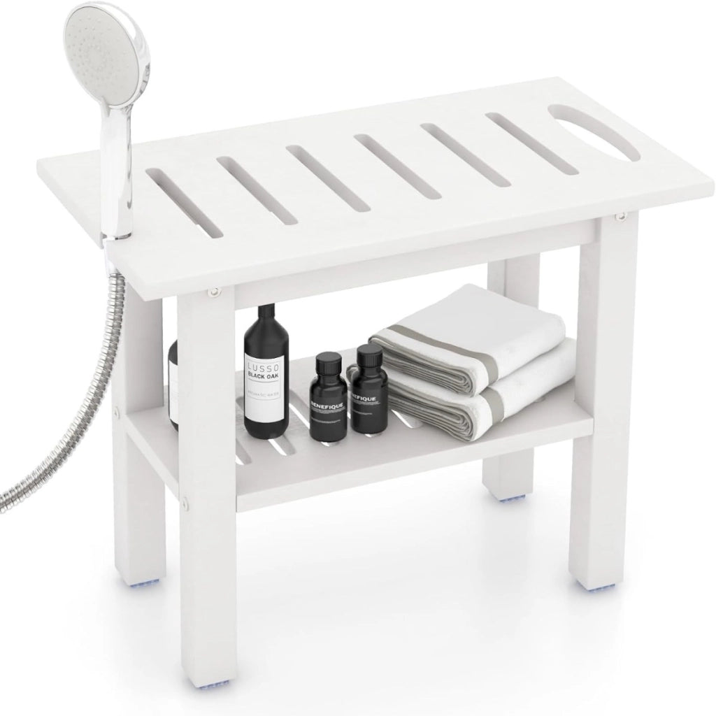Panca per doccia interna, Sgabello da bagno impermeabile in HDPE con supporto per doccia Bianco-Sedie per doccia