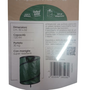SACCA FOGLIE GIARDINO POP UP 120L IN POLIESTERE.