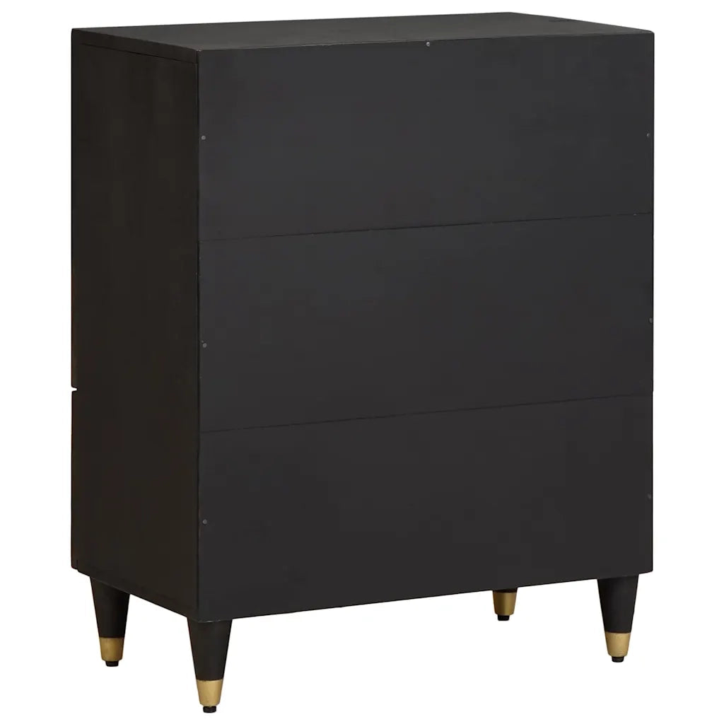 Credenza Nero 60 x 33 x 75 cm Legno di mango massello