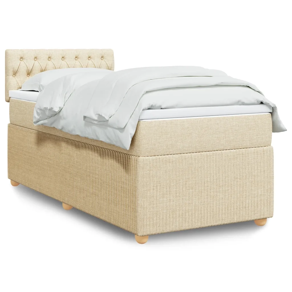 Giroletto a Molle con Materasso Crema 100x200 cm in Tessuto 3289679