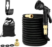 Estensibile tubo da giardino da 15m con 8 modalità di getto - Flessibile & Resistente - Adatto per auto, terrazza e animali domestici - Incluso contenitore di stoccaggio