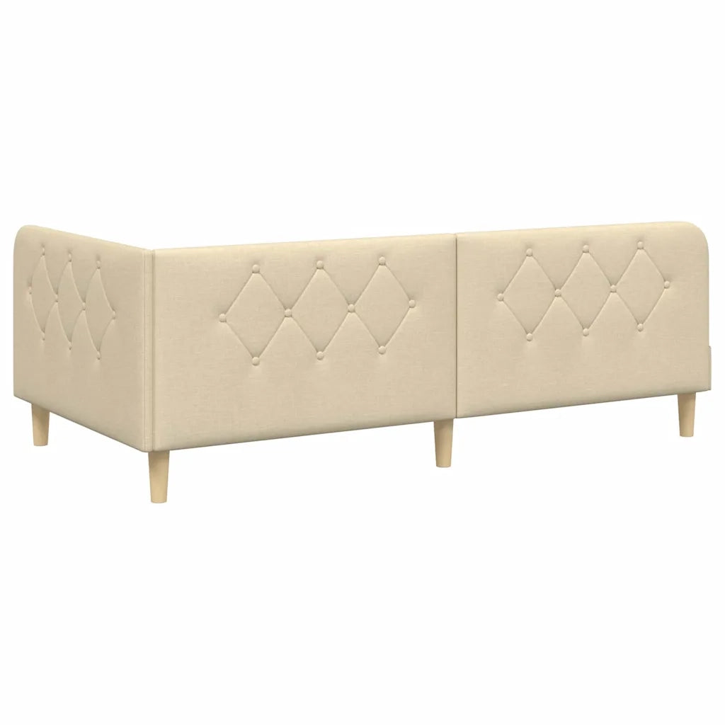 Cornice del letto ad angolo Crema 90 x 200 cm Tessuto
